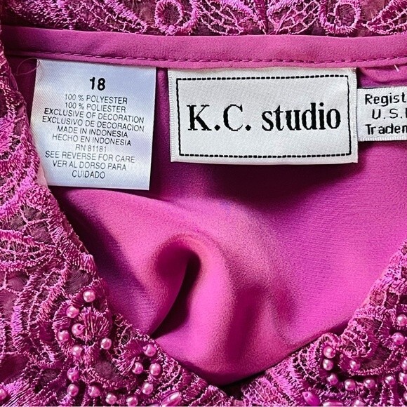 Women’s K.C. Studio Embellished Polyester Top Sz 18 Purple - Picture 4 of 4